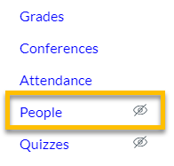 Image of the canvas course navigation menu with the People item selected