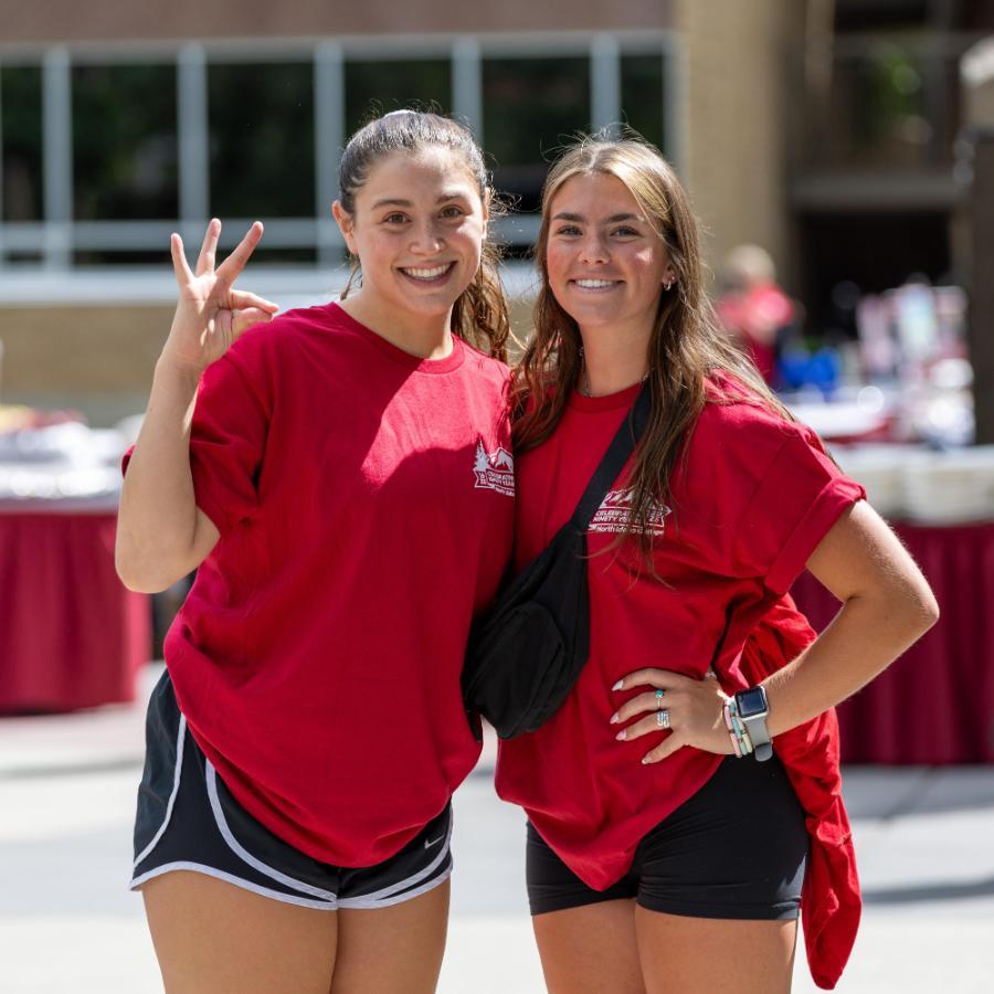 2 female student posing