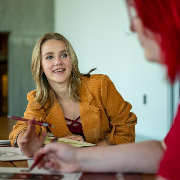 Business student at desk