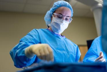 NIC Surgical Technology student Kahlea Herbert participates in a mock surgery in a simulation lab at the Meyer Health and Sciences Building at NIC’s Coeur d’Alene campus.