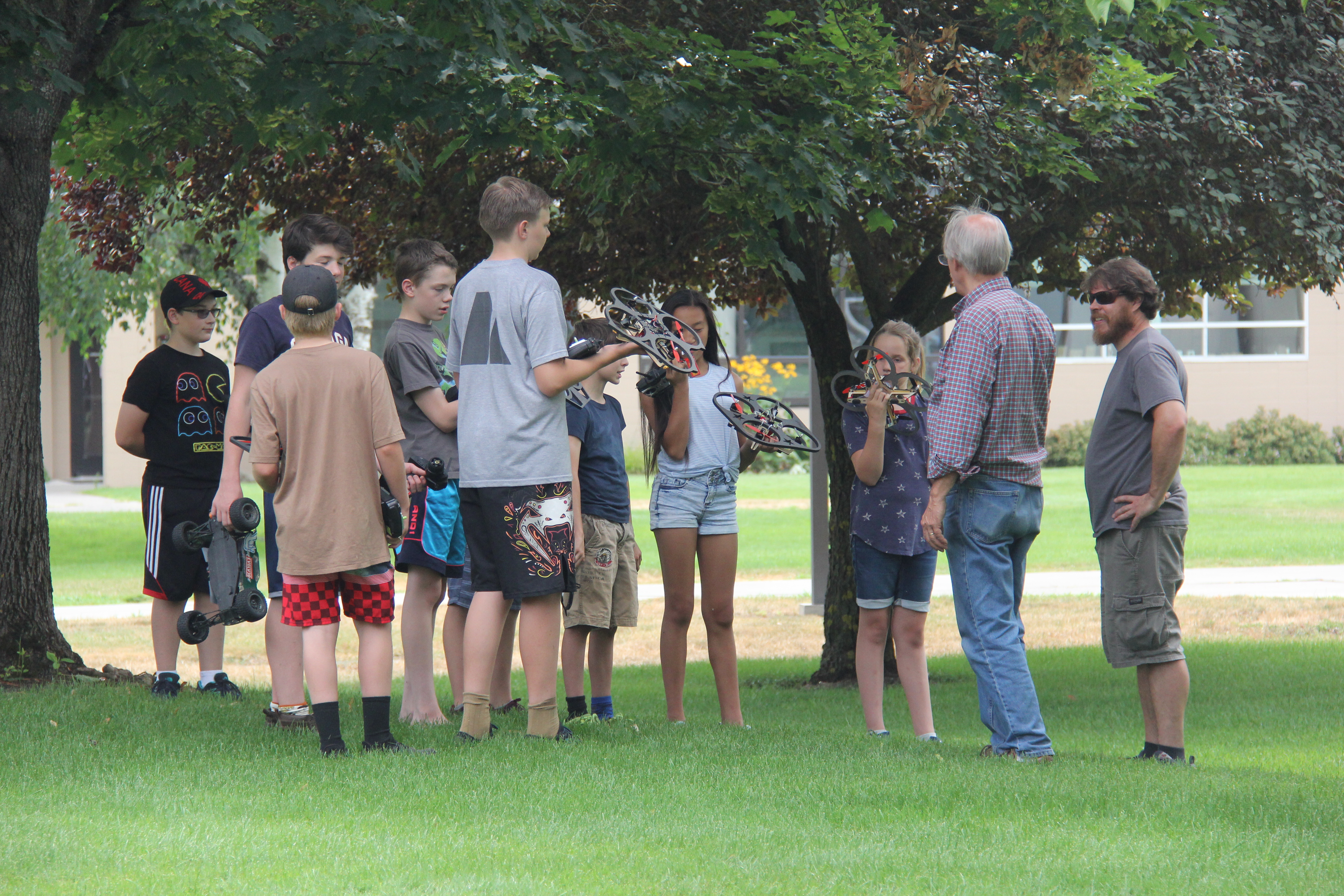 Students and instructors on drones